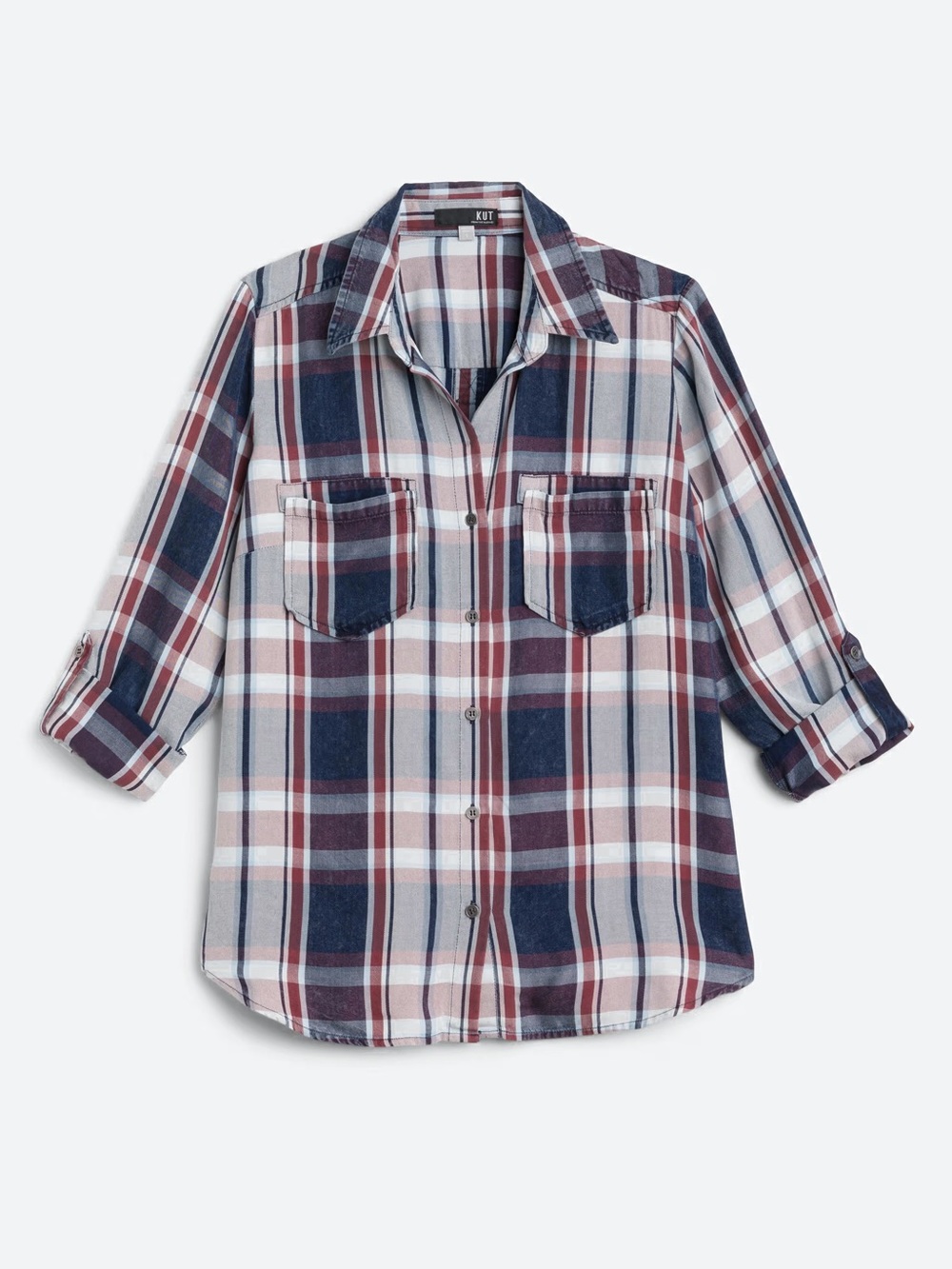 Kut from the Kloth Caillen Plaid Flannel Button Down Shirt M Cabincore Gorpcore